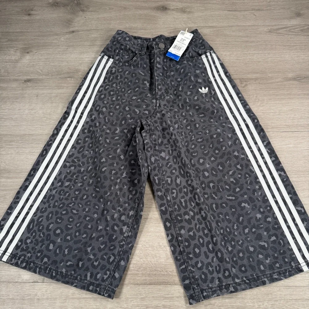 Adidas Denim Bermuda Shorts Pants Womens Rave Y2K Style Baggy Wide NWT KA2675
